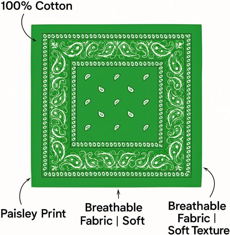 SUNRIBE 3 Pack Paisley Bandanas – 100% Cotton Square 21x21 Head Wrap, Headband, Face Cover, Neck Scarf for Men & Women - Image 3